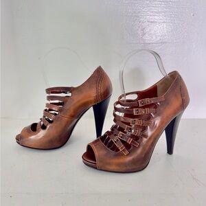 Bally Brown Peep-Toe Heels